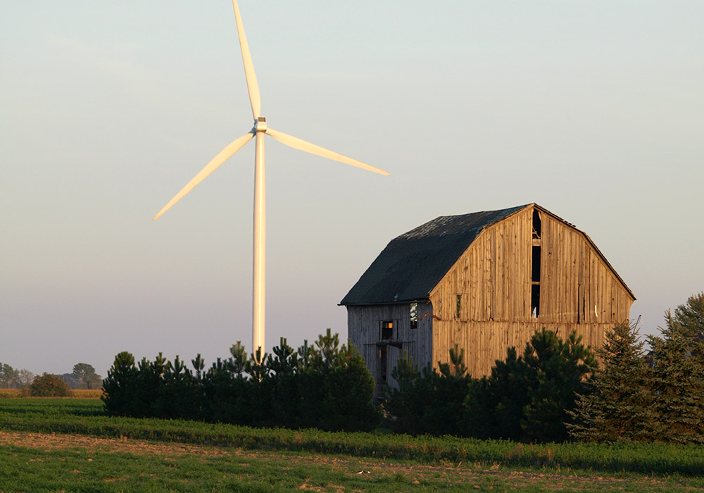 Wind turbine and barn
